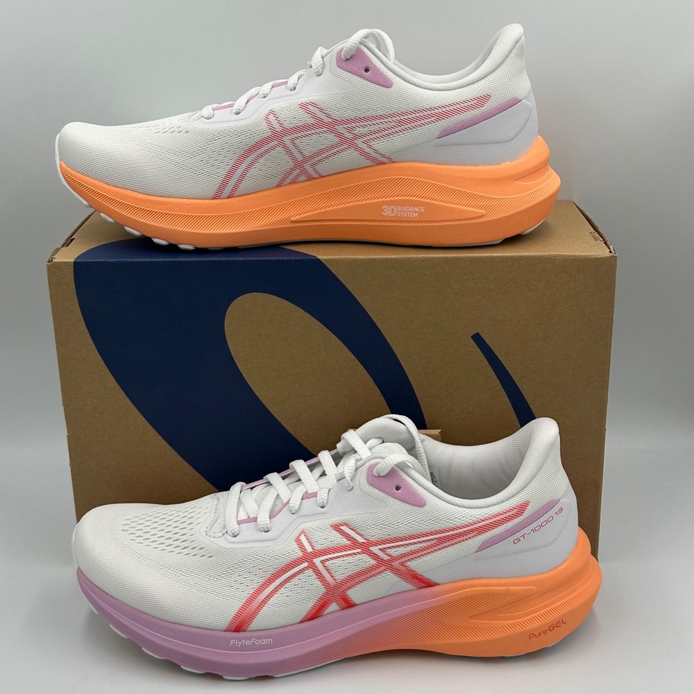 ASICS GT-1000 13 FlyteFoam PureGEL White Coral Reef Women 9.5 Running NIB‎ Shoes - Picture 6 of 11